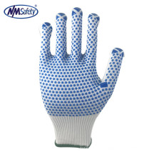 NMSAFETY  anti-slip 13 gauge glove with one side PVC dots dotted on palm